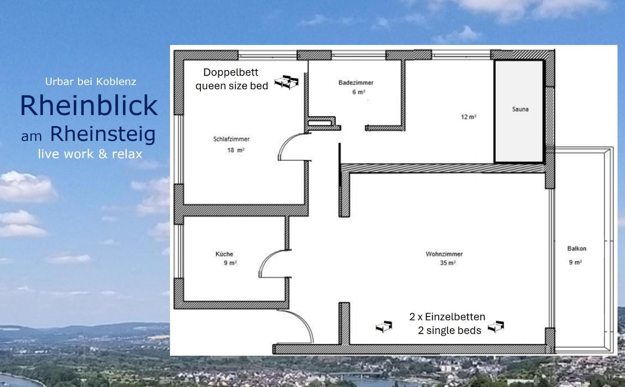 Rheinblick Am Rheinsteig Zur Festung Ehrenbreitstein Mit Balkon Und Sauna Urbar  Esterno foto